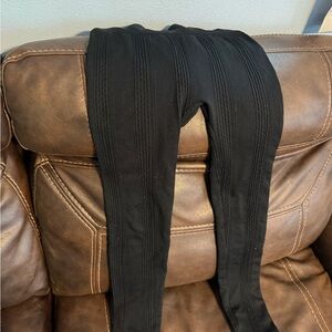 French Laundry Textured Black Leggings